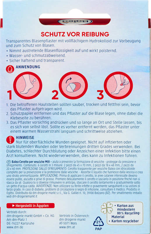 Balea Pansements ampoules assortis, 6 pièces