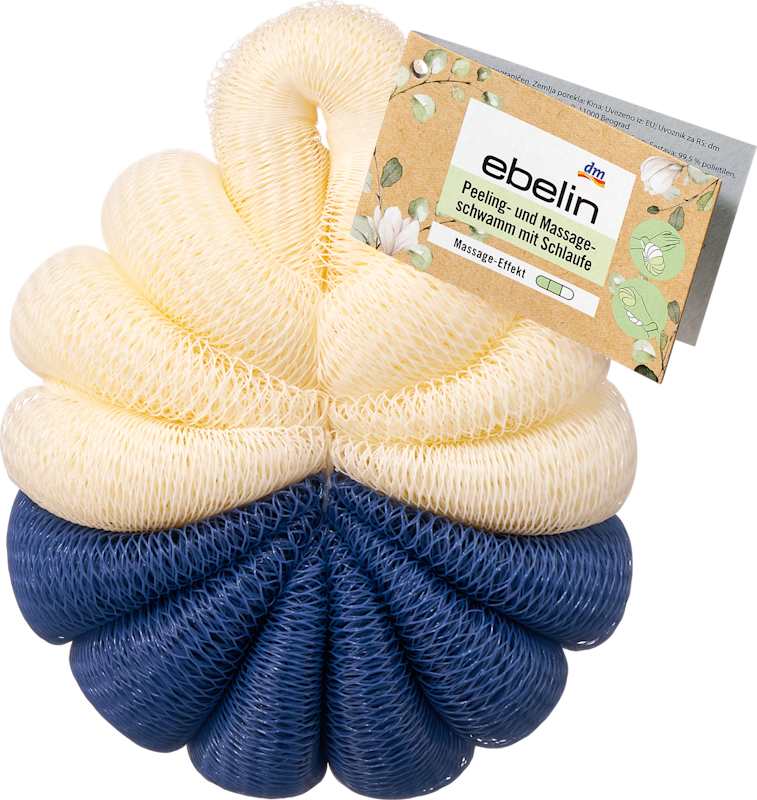 ebelin Éponge de massage exfoliante avec boucle, 1 pièce