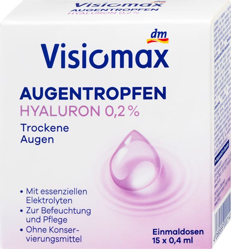 Visiomax Gouttes Oculaires 0,2% Hyaluron sans Conservateur 15x0,4 ml 6 ml