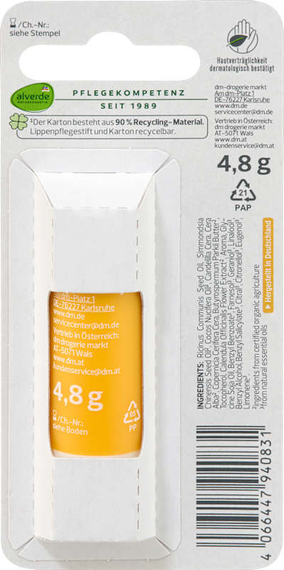 alverde NATURKOSMETIK Soin des lèvres Calendula 4,8 g
