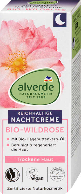 alverde NATURKOSMETIK Crème de nuit Rose Sauvage, 50 ml