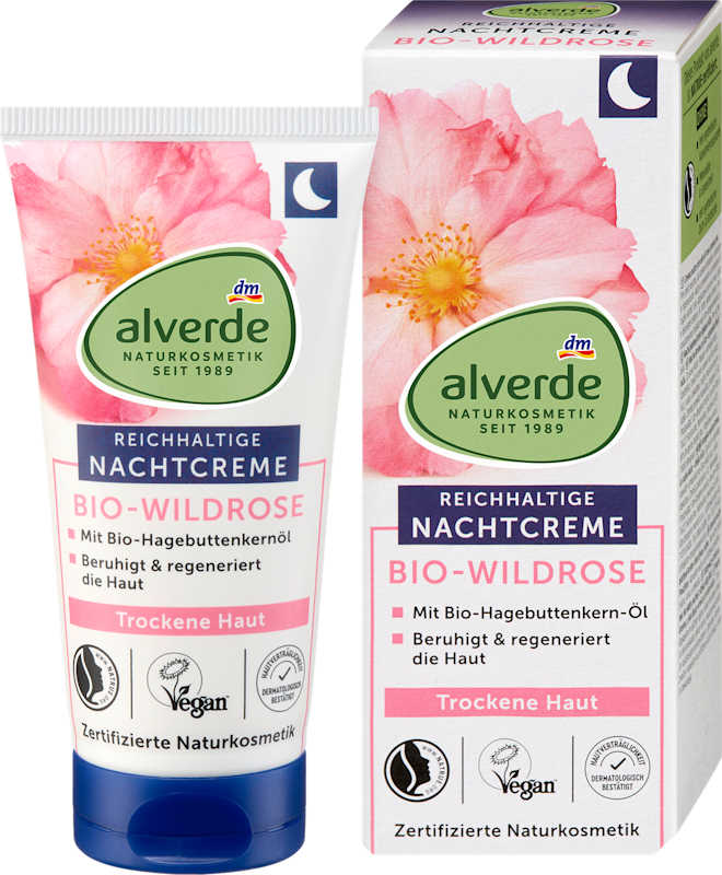 alverde NATURKOSMETIK Crème de nuit Rose Sauvage, 50 ml