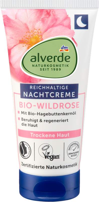 alverde NATURKOSMETIK Crème de nuit Rose Sauvage, 50 ml
