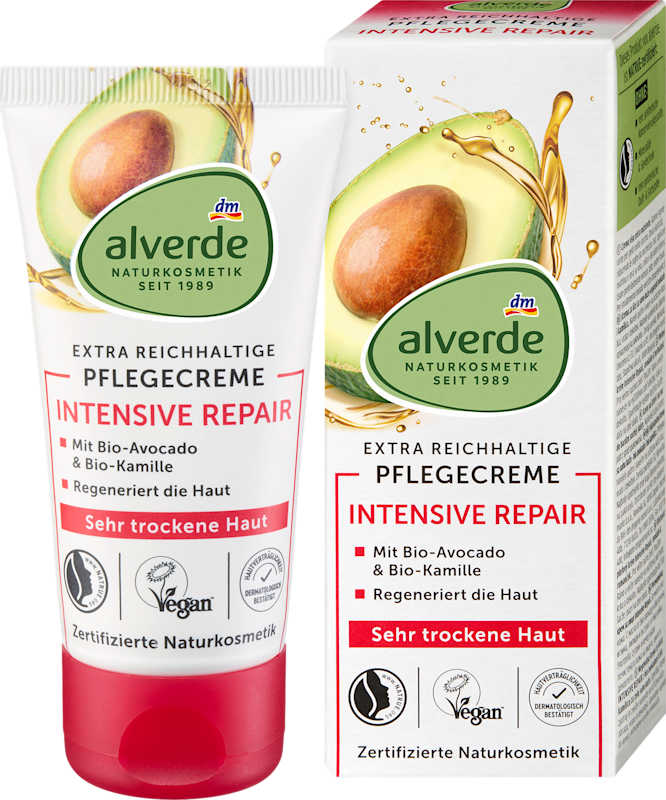 alverde NATURKOSMETIK crème visage Intensiv Repair avocat, 50 ml