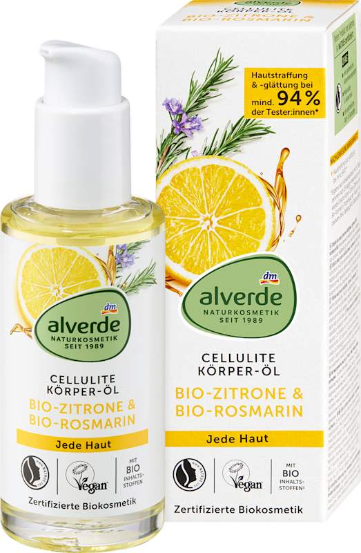 alverde NATURKOSMETIK Huile Corps Anti-Cellulite Citron & Romarin 100 ml