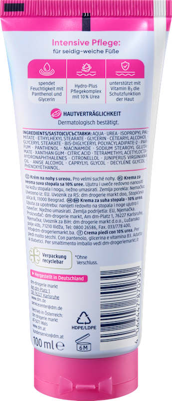 Balea crème pieds à l'urée, 100 ml