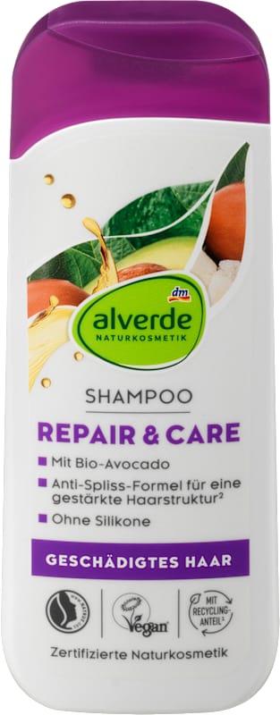 alverde NATURKOSMETIK Shampooing Repair avocat, beurre de karité, 200 ml
