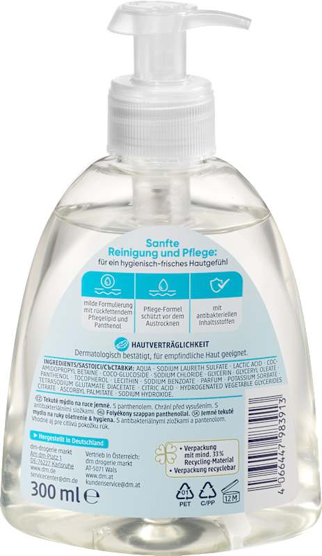 Balea Savon liquide soin & hygiène antibactérien 300 ml