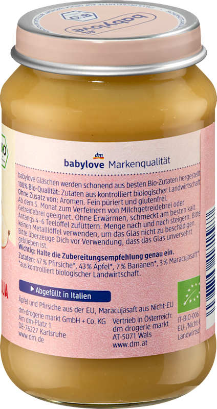 babylove Fruits pêche & maracuja avec pomme dès le 5e mois 190 g