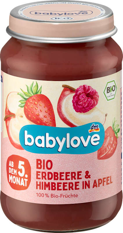 babylove Fruits fraise & framboise en pomme dès 5 mois 190 g
