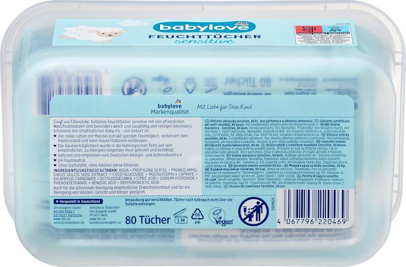 babylove Lingettes sensitive boîte 80 pcs