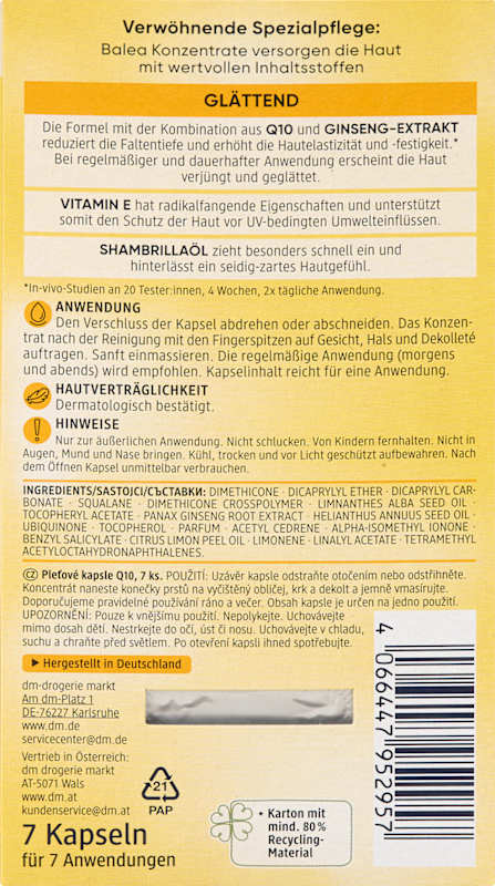 Balea Capsules concentré anti-rides Q10, 7 pièces