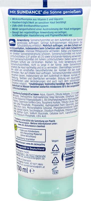 SUNDANCE Crème solaire sensitive LSF 30 100 ml