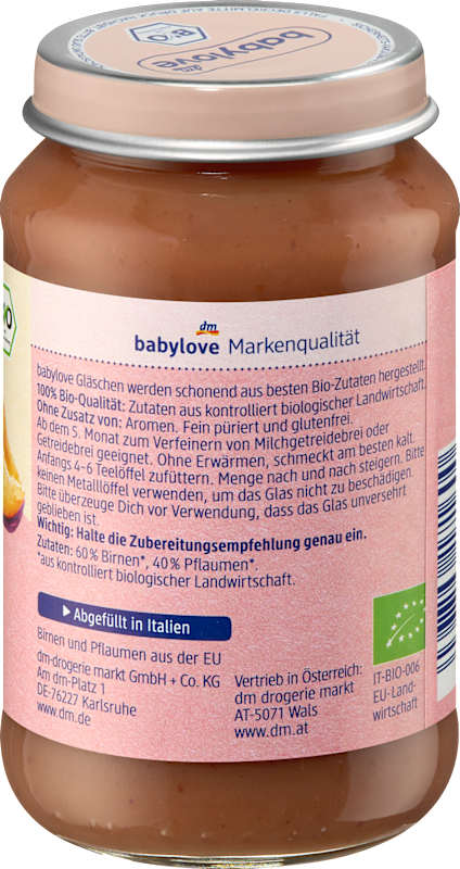 babylove Fruits prune-poire dès le 5e mois, 190 g