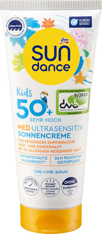 SUNDANCE crème solaire enfants MED ultra sensible, LSF 50+, 100 ml