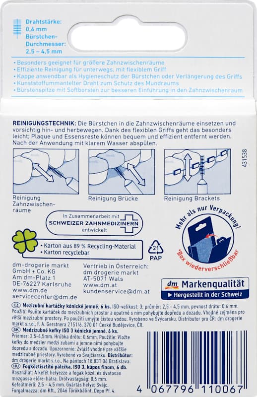 Dontodent brossettes interdentaires bleu 0,6 mm ISO 3 6 pièces
