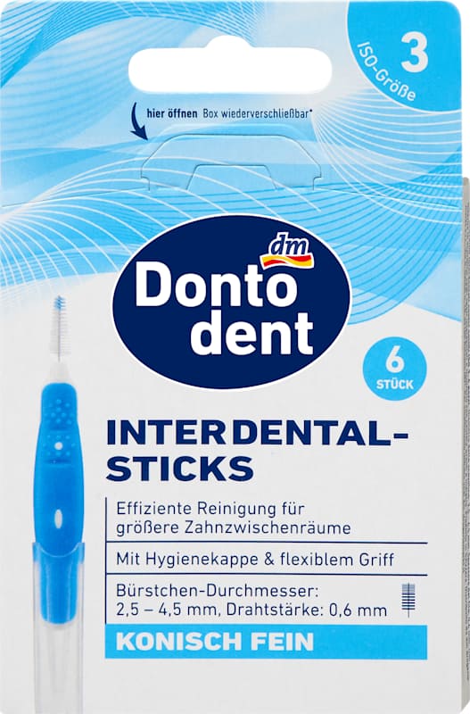 Dontodent brossettes interdentaires bleu 0,6 mm ISO 3 6 pièces