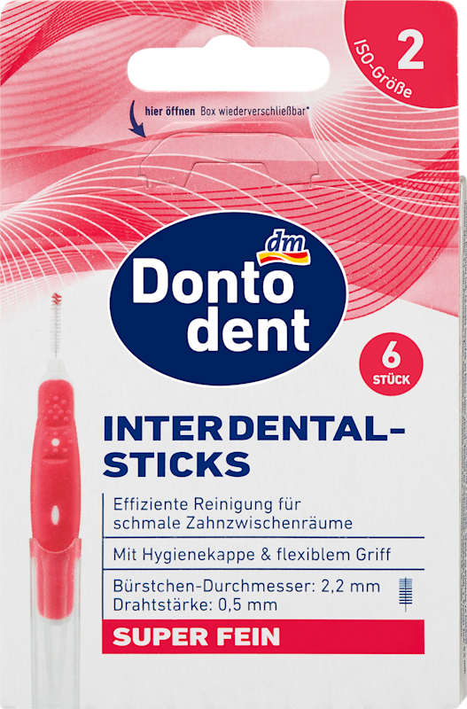 Dontodent Brossettes interdentaires rouge 0,5 mm ISO 2 6 pièces