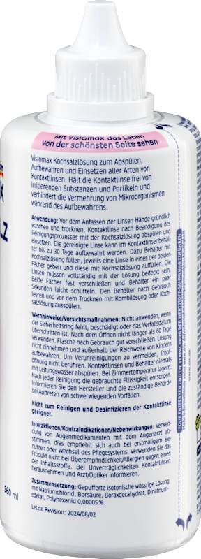 Visiomax Solution saline pour lentilles, 360 ml