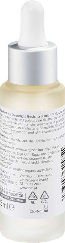 alverde NATURKOSMETIK Huile visage Overnight 5% squalane, 25 ml