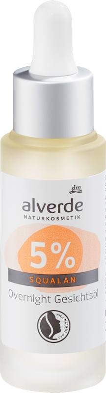 alverde NATURKOSMETIK Huile visage Overnight 5% squalane, 25 ml