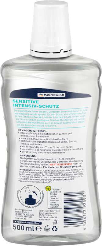 Dontodent Bain de bouche sensitive protection intense, 500 ml