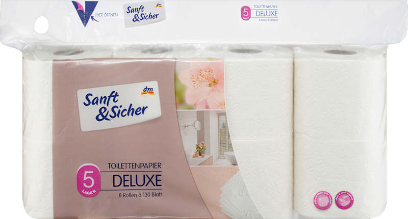 Sanft&Sicher Papier toilette Deluxe 5 plis 8x130 feuilles 8 pcs