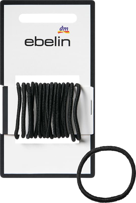ebelin Élastiques cheveux fins petits, noir, 15 pièces