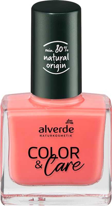 alverde NATURKOSMETIK Vernis à ongles Color & Care 80 Peach Coral, 10 ml