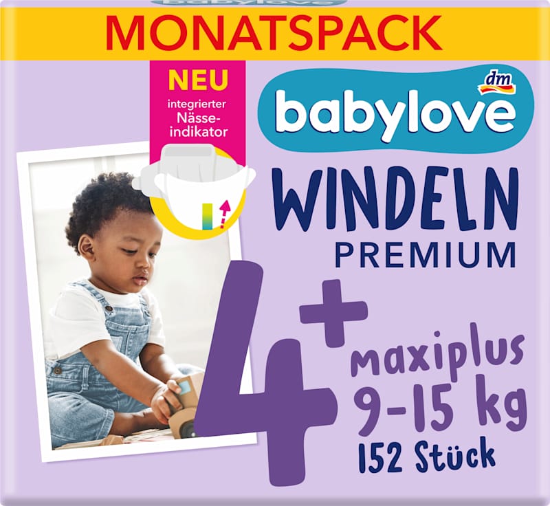 babylove Couches Premium T. 4+ maxiplus 9-15 kg pack mensuel 152 pièces