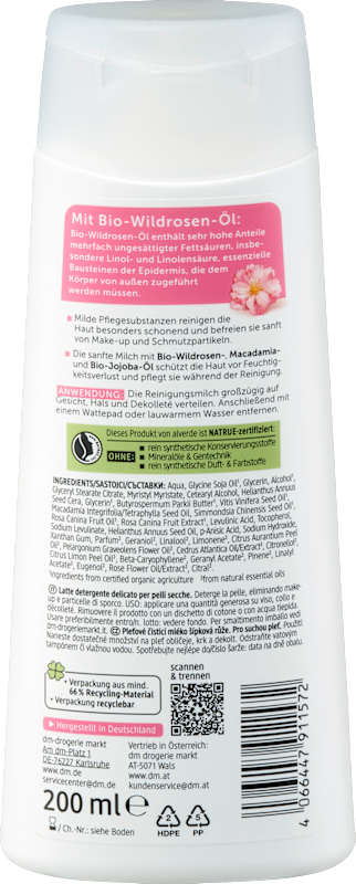 alverde NATURKOSMETIK lait démaquillant rose sauvage doux 200 ml