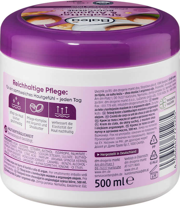 Balea crème corps beurre de karité & huile d'argan 500 ml