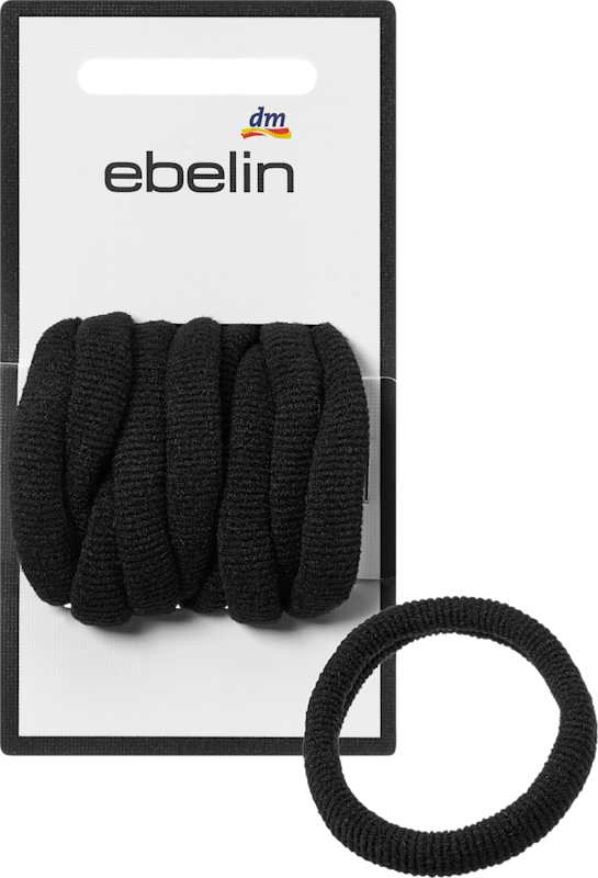ebelin Élastiques à cheveux côtelés noirs 9 pièces