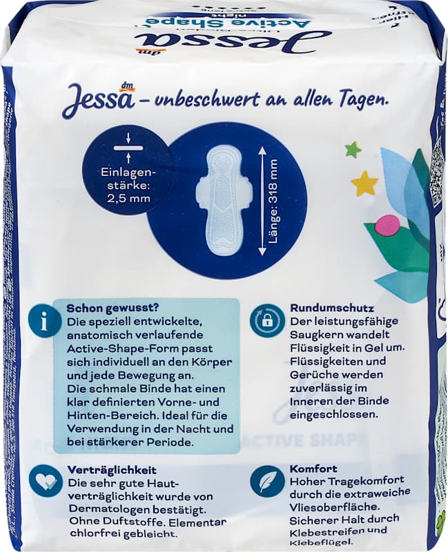 Jessa Serviettes Ultra Active Shape Night, 10 pcs