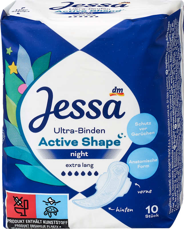 Jessa Serviettes Ultra Active Shape Night, 10 pcs