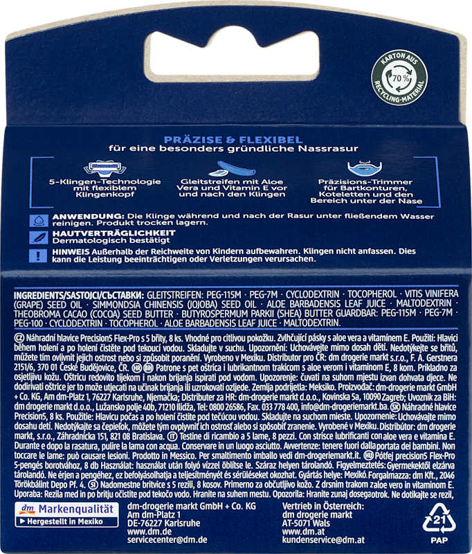 Balea MEN lames de rasoir precision5 Flex-Pro, 8 pièces