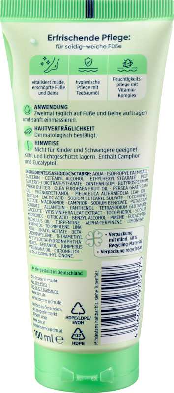 Balea crème pieds huile d'arbre à thé, 100 ml