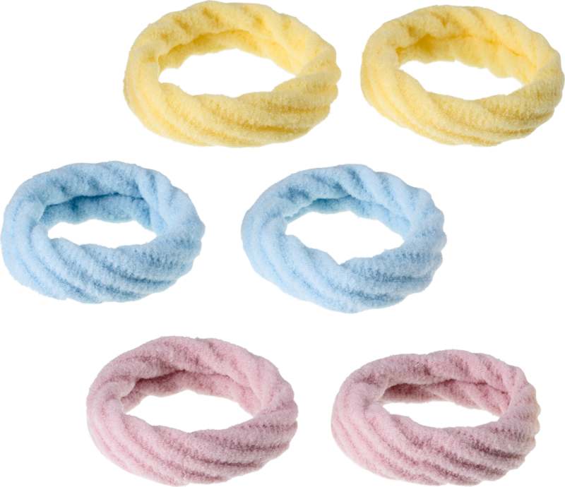 ebelin Élastiques cheveux souples jaune lilas bleu 6 pièces