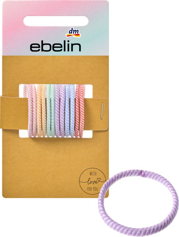 ebelin Élastiques à cheveux rayés multicolores 12 pièces