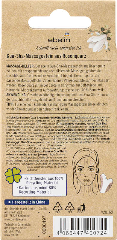 ebelin Gua Sha forme Y quartz rose 1 pièce