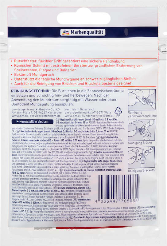 Dontodent brossettes interdentaires rouge 0,4 mm ISO 2, 32 pièces