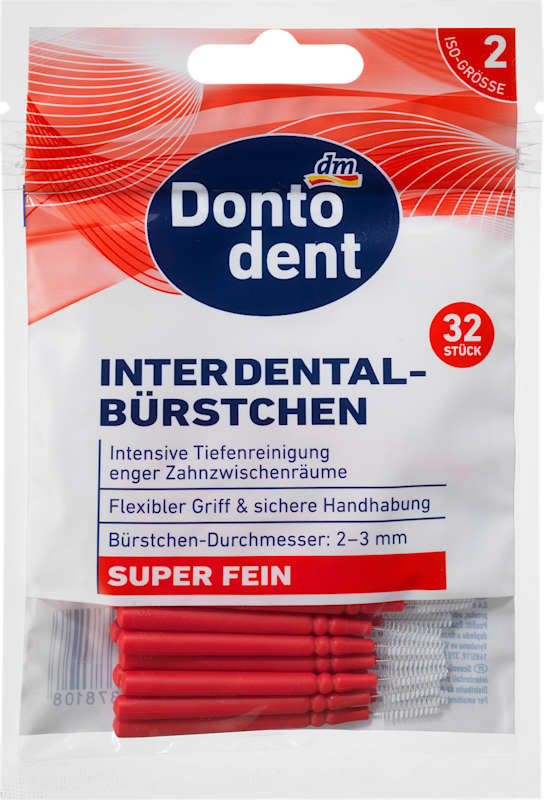Dontodent brossettes interdentaires rouge 0,4 mm ISO 2, 32 pièces