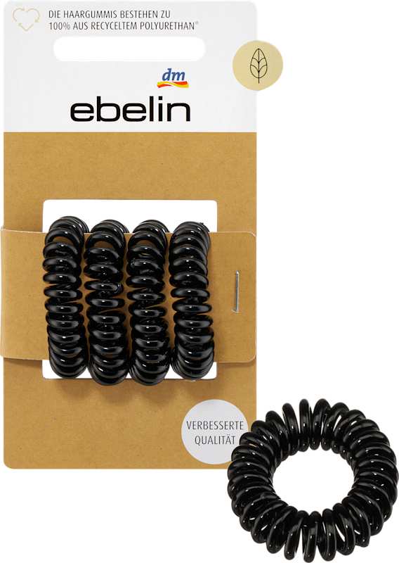 ebelin Élastiques spirale petits noir 4 pièces