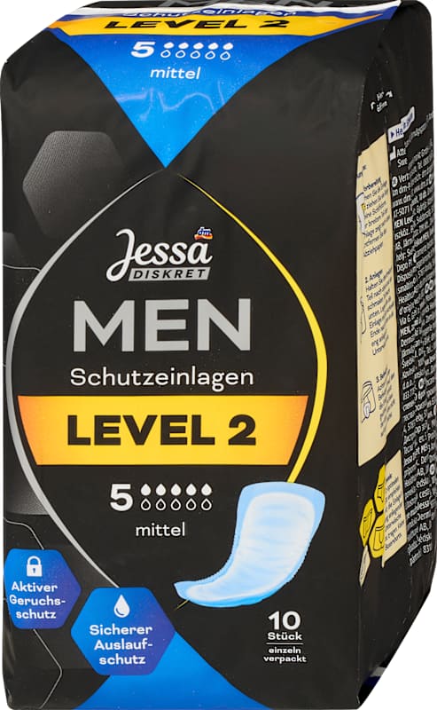 Jessa DISKRET Men Protections incontinence niveau 2 moyen 10 pièces