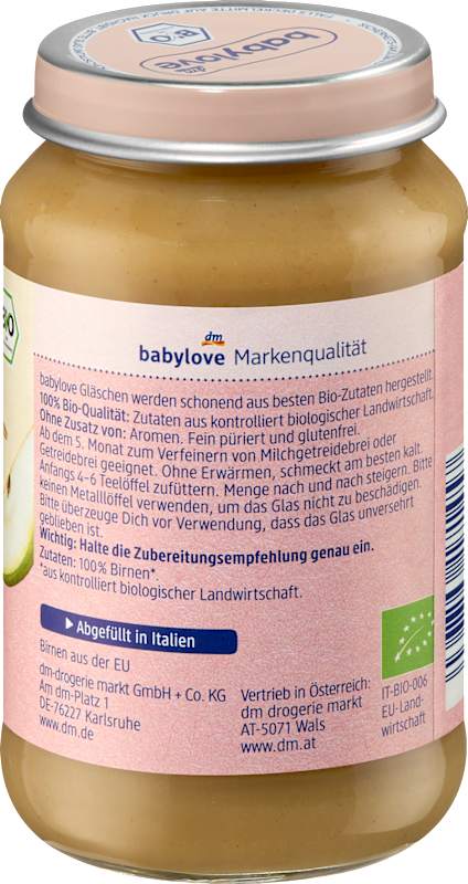babylove purée poire pure dès le 5e mois 190 g