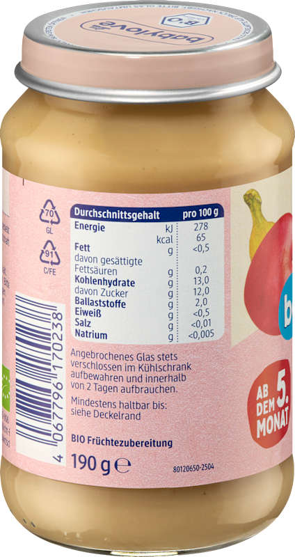 babylove Fruits pomme et banane dès 5 mois 190 g
