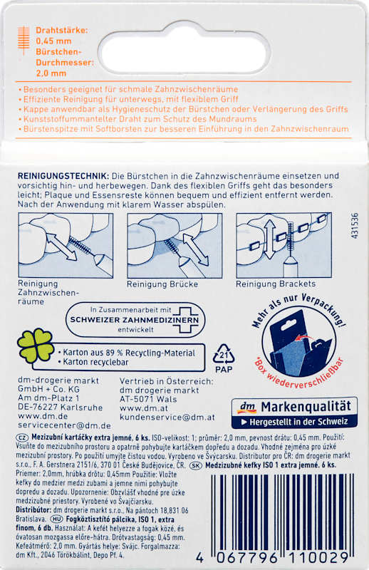Dontodent Brossettes interdentaires orange 0,45 mm ISO 1 6 pièces
