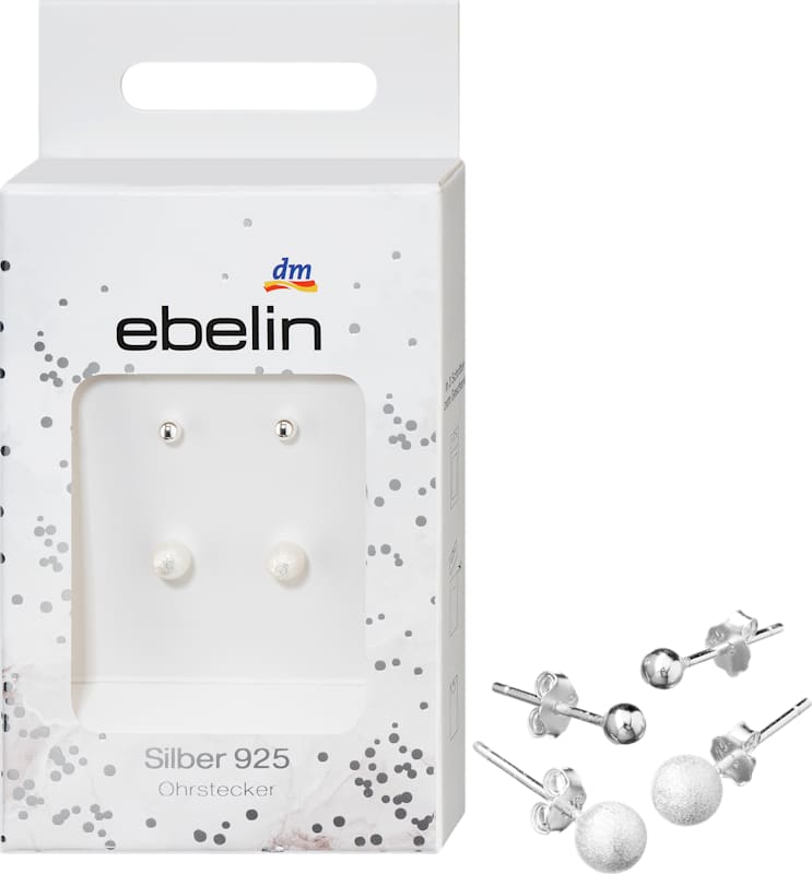 ebelin Set boucles d'oreilles puces argent 925 4 pcs