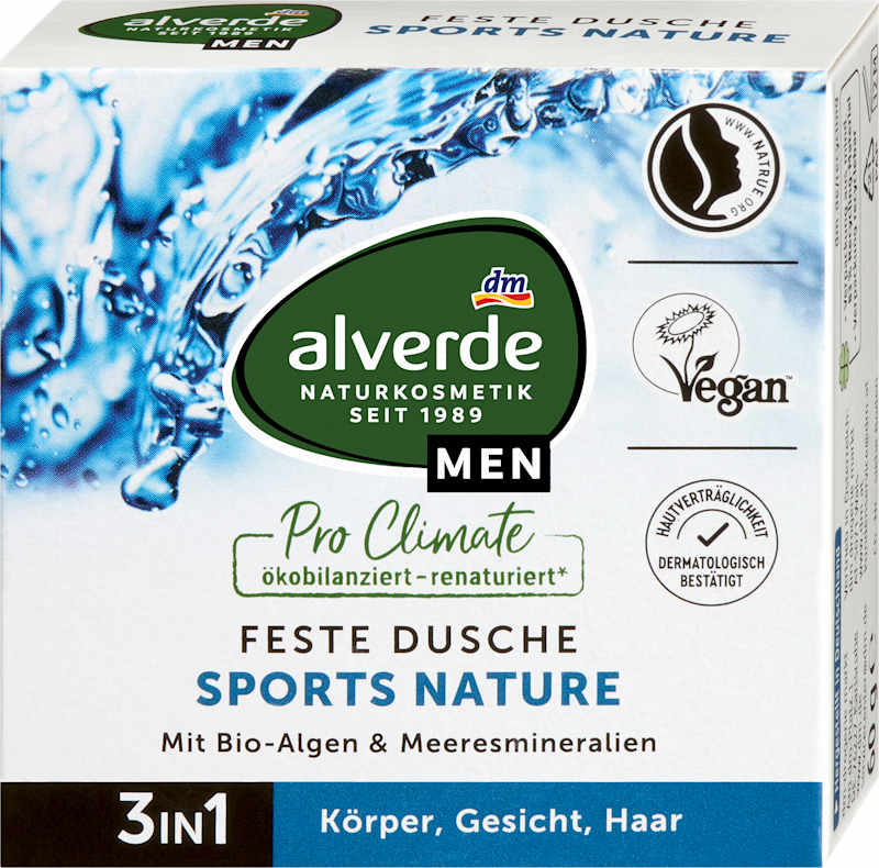 alverde MEN Gel douche solide Sports Nature 3en1 60 g