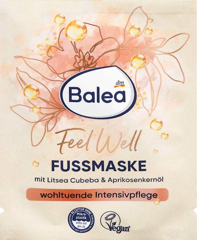 Balea masque pieds Feel Well litsea cubeba & huile noyau d'abricot 15 ml